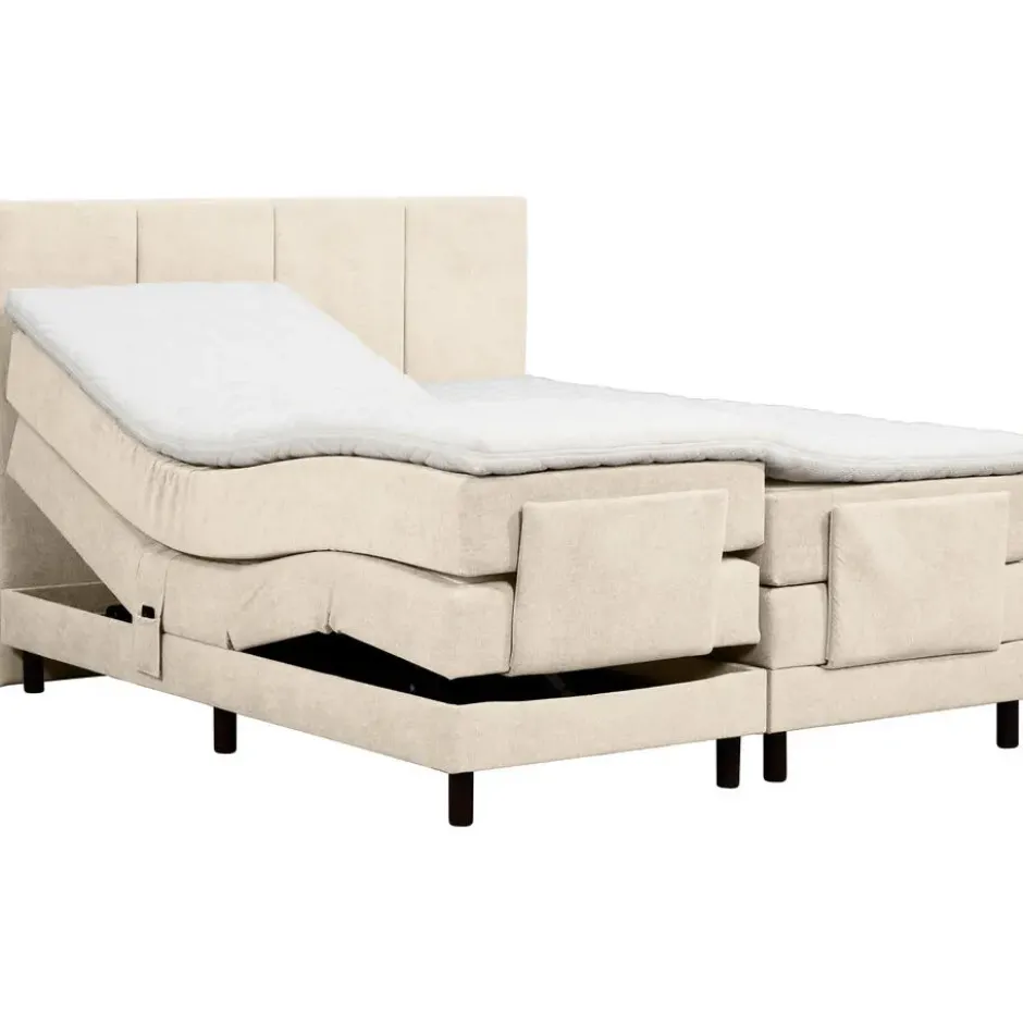 Elektrisch verstelbare boxspring Trondheim - beige - 180x210 cm