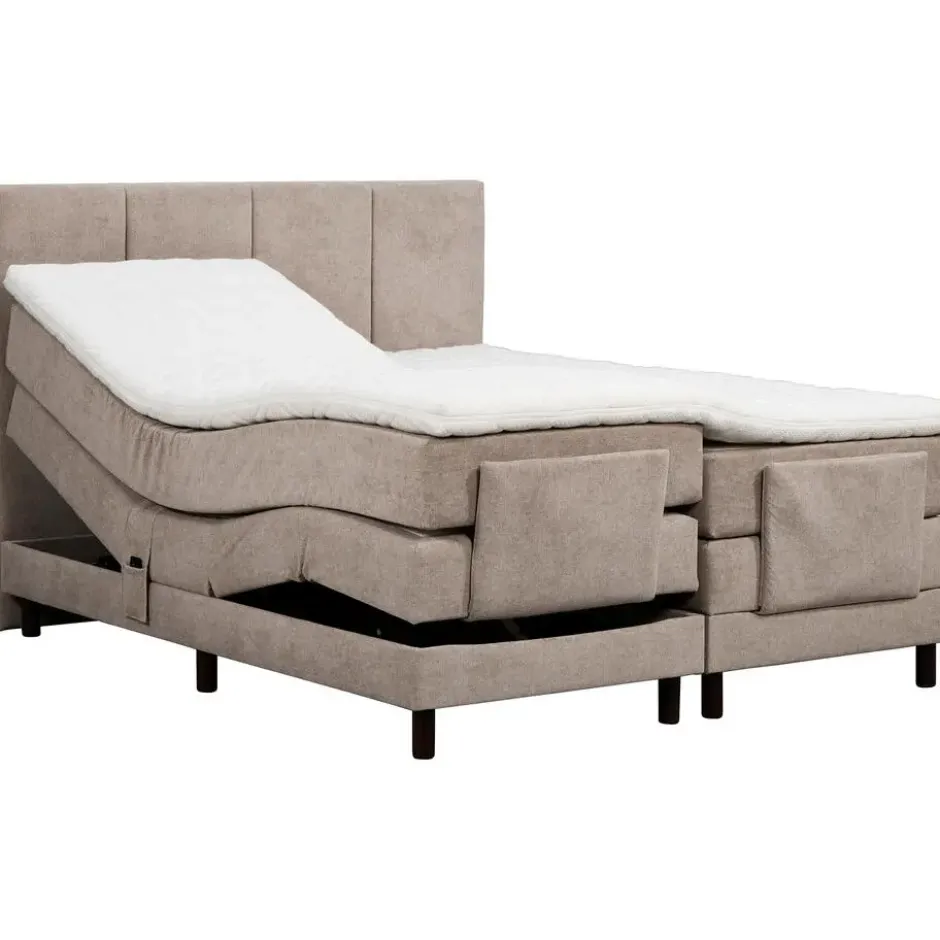 Elektrisch verstelbare boxspring Trondheim - greige - 160x200 cm