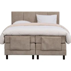Elektrisch verstelbare boxspring Trondheim - greige - 160x200 cm