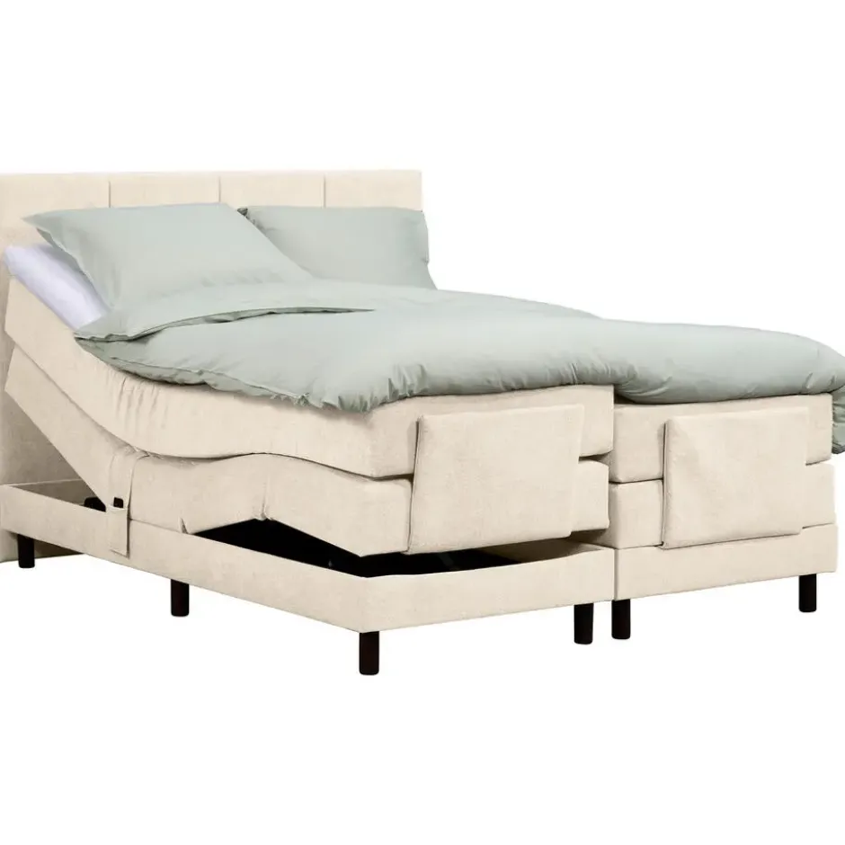 Elektrisch verstelbare boxspring Trondheim - beige - 180x200 cm