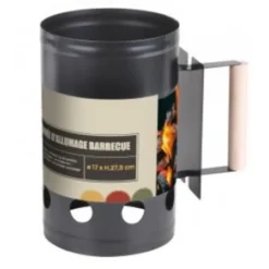 Elite BBQ briketten/houtskool starter - metaal - houten handvat - 27 cm