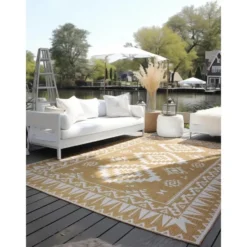 Elle Decoration Buitenkleed Gemini Dubbelzijdig Geel - 120x170 CM