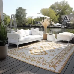 Elle Decoration Buitenkleed Gemini Dubbelzijdig Geel - 120x170 CM