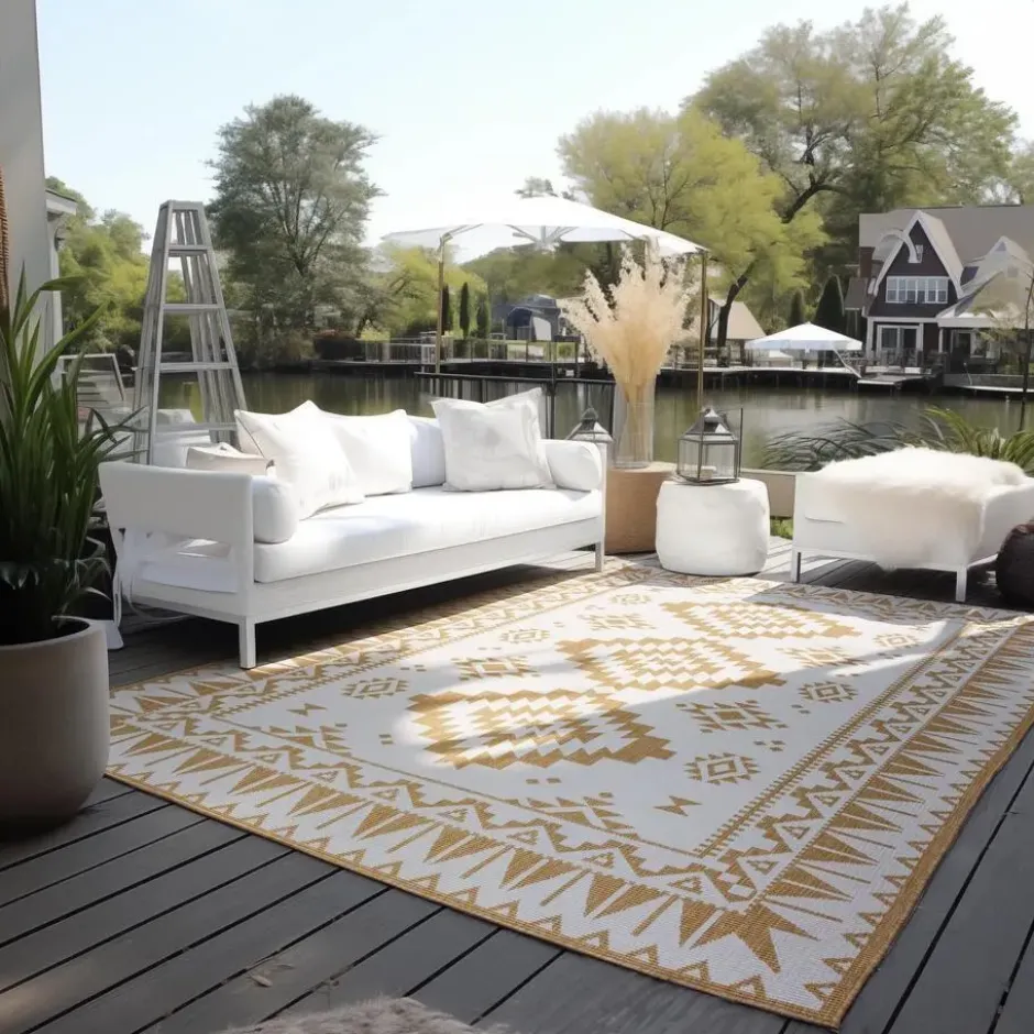 Elle Decoration Buitenkleed Gemini Dubbelzijdig Geel - 120x170 CM