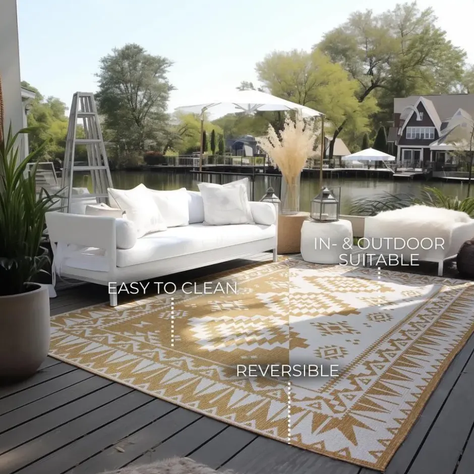 Elle Decoration Buitenkleed Gemini Dubbelzijdig Geel - 120x170 CM