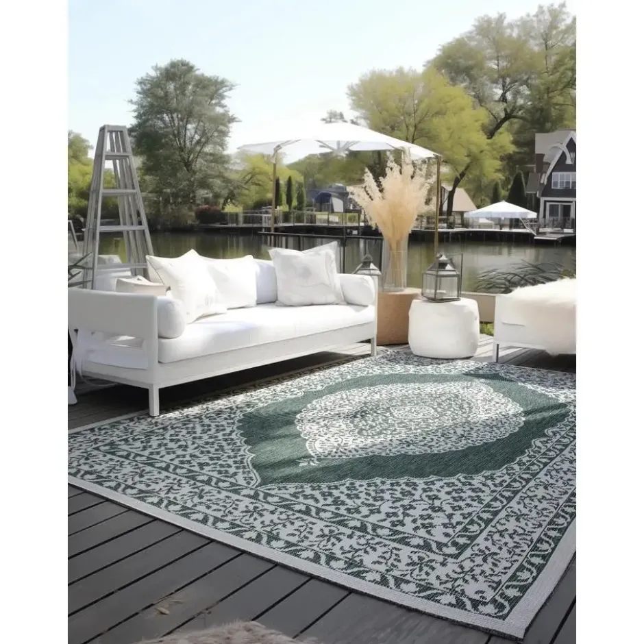 Elle Decoration Buitenkleed Gemini Dubbelzijdig Groen - 120x170 CM