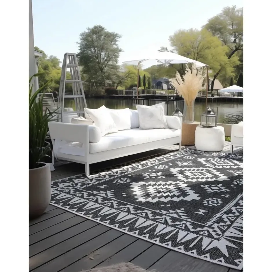 Elle Decoration Buitenkleed Gemini Dubbelzijdig Zwart - 160x230 CM