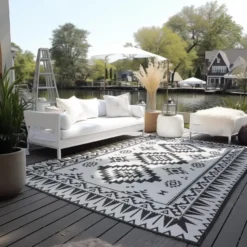 Elle Decoration Buitenkleed Gemini Dubbelzijdig Zwart - 160x230 CM