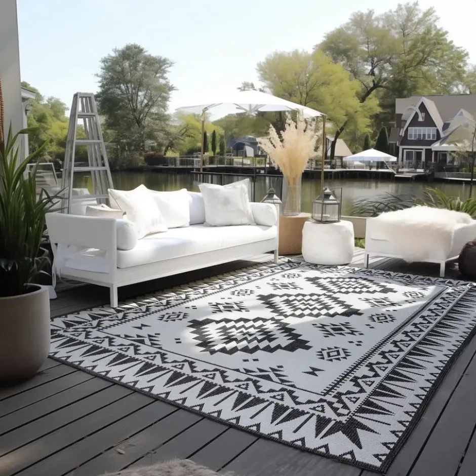 Elle Decoration Buitenkleed Gemini Dubbelzijdig Zwart - 160x230 CM