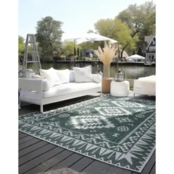 Elle Decoration Buitenkleed Gemini Dubbelzijdig Groen - 120x170 CM
