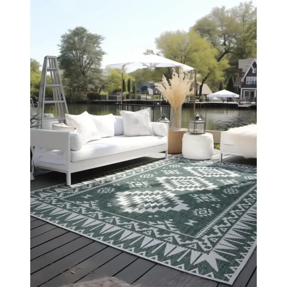 Elle Decoration Buitenkleed Gemini Dubbelzijdig Groen - 160x230 CM