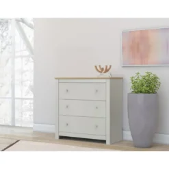 Emerald - Commode met 3 laden in eiken spaanplaat crème