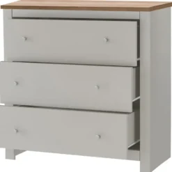 Emerald - Commode met 3 laden in eiken spaanplaat crème