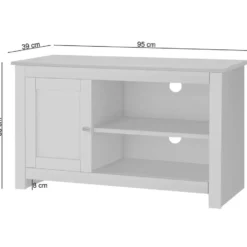 Emerald - TV-meubel met 1 deur in eiken en crème spaanplaat
