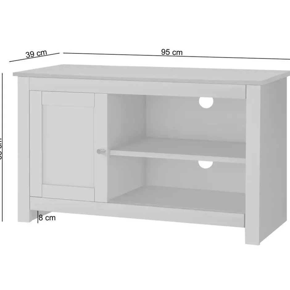 Emerald - TV-meubel met 1 deur in eiken en crème spaanplaat