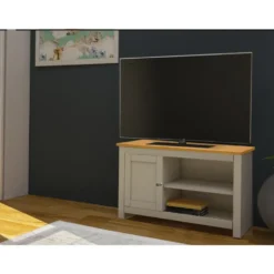 Emerald - TV-meubel met 1 deur in eiken en crème spaanplaat