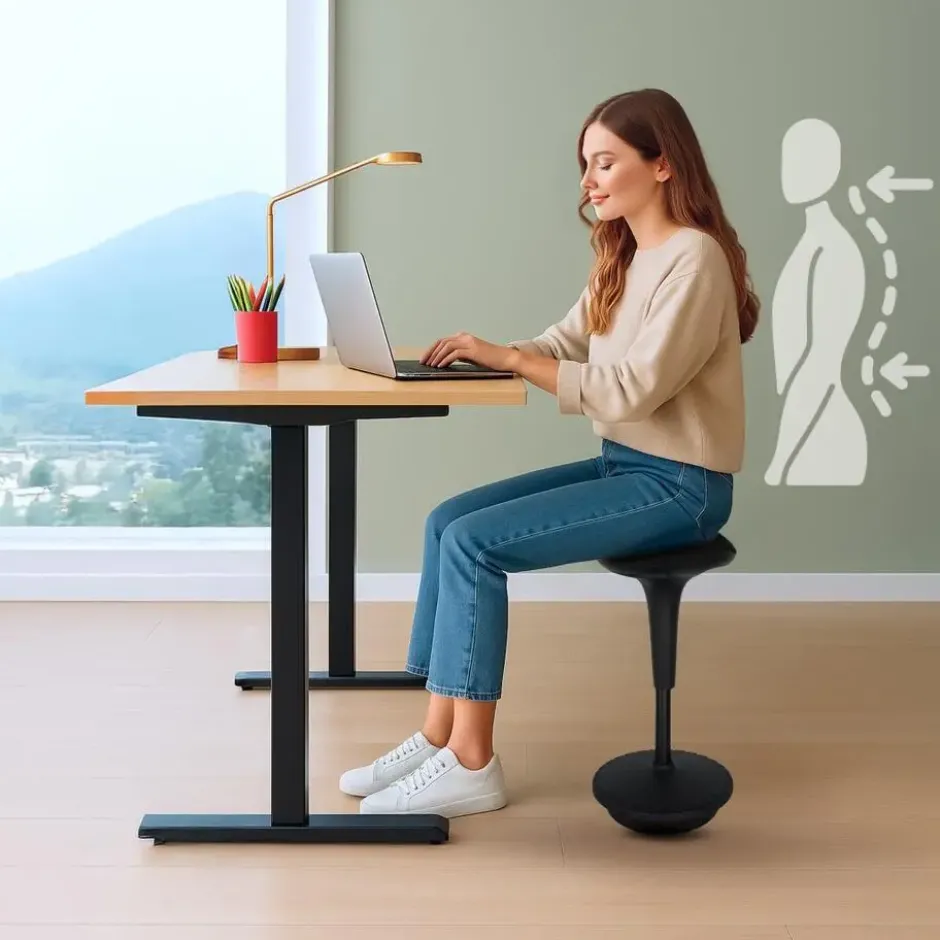 Ergonomische zit-sta kruk / wiebelkruk Ergo - Zwart