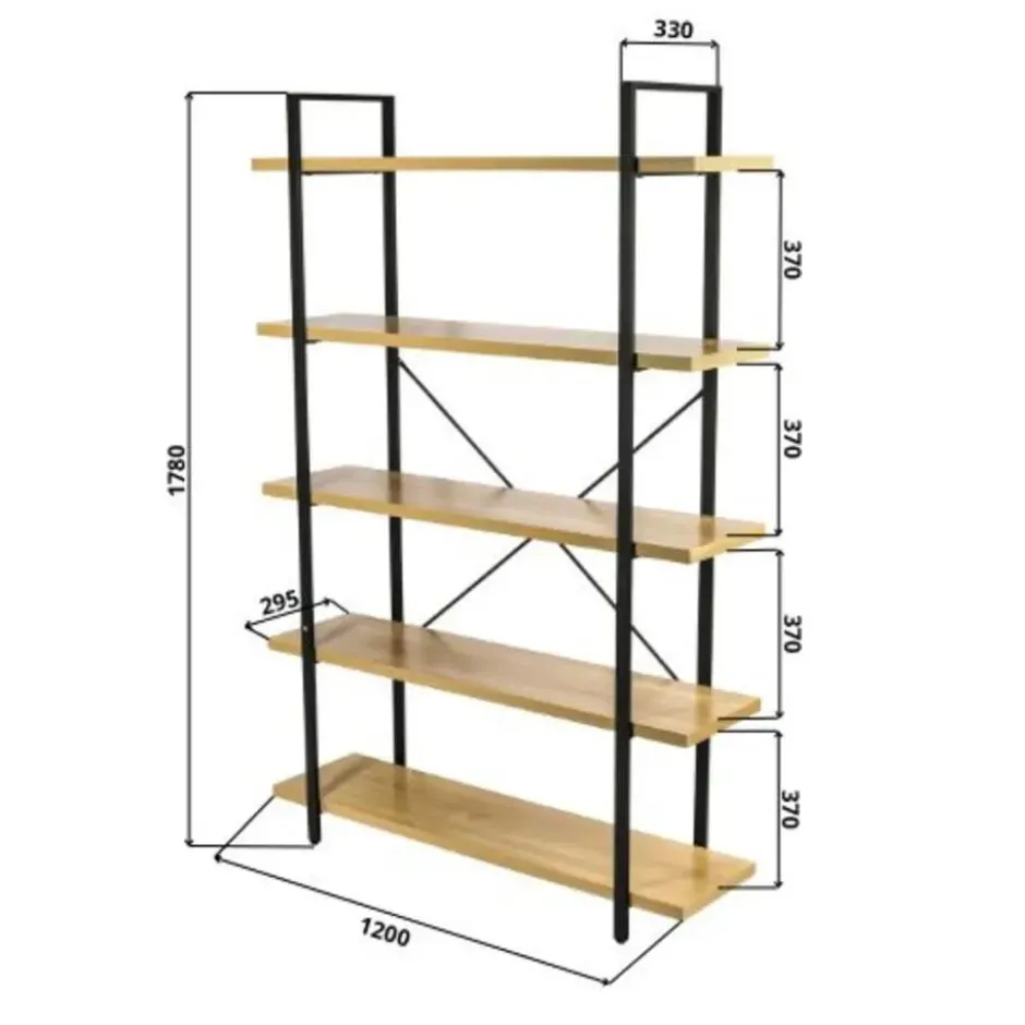 ERRO Boekenrek - 5 planken - 120x33x178