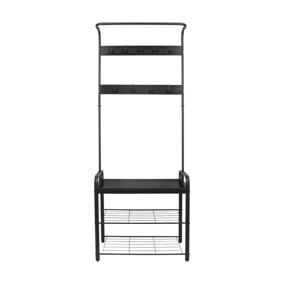 ERRO Kapstok met schoenenrek - 72x34x183cm - zwart