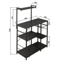ERRO Keukenrek - opbergrek keuken - 90x40x132cm - zwart