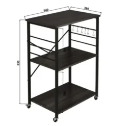 ERRO Serveerwagen - keukentrolley - 60x40x89 cm - zwart