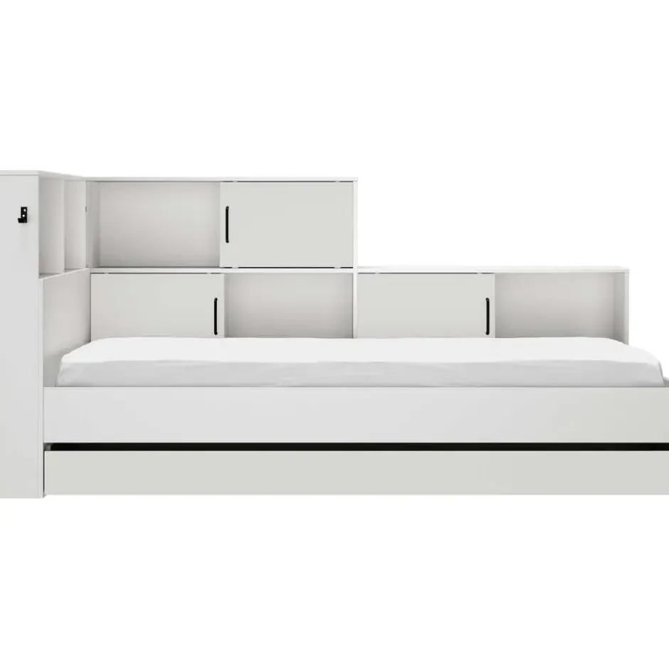 ERWAN Bed met opbergruimte 90x200 cm - Wit - 120x221x104 cm
