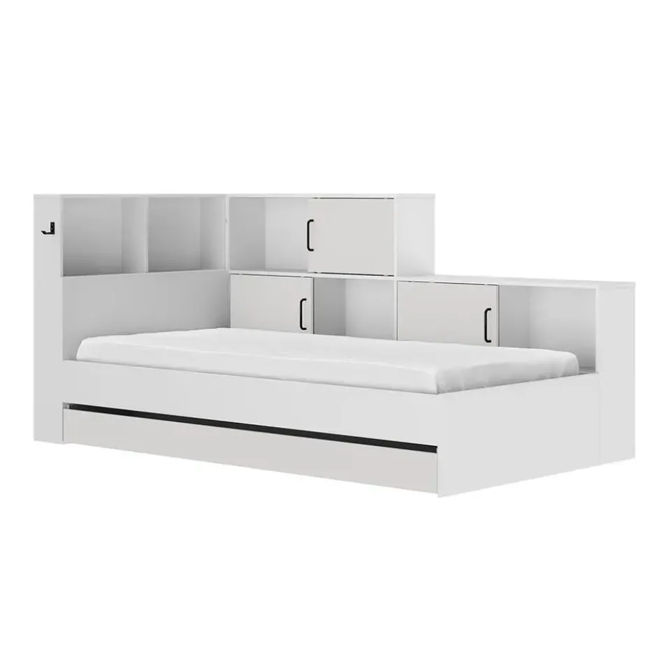 ERWAN Bed met opbergruimte 90x200 cm - Wit - 120x221x104 cm