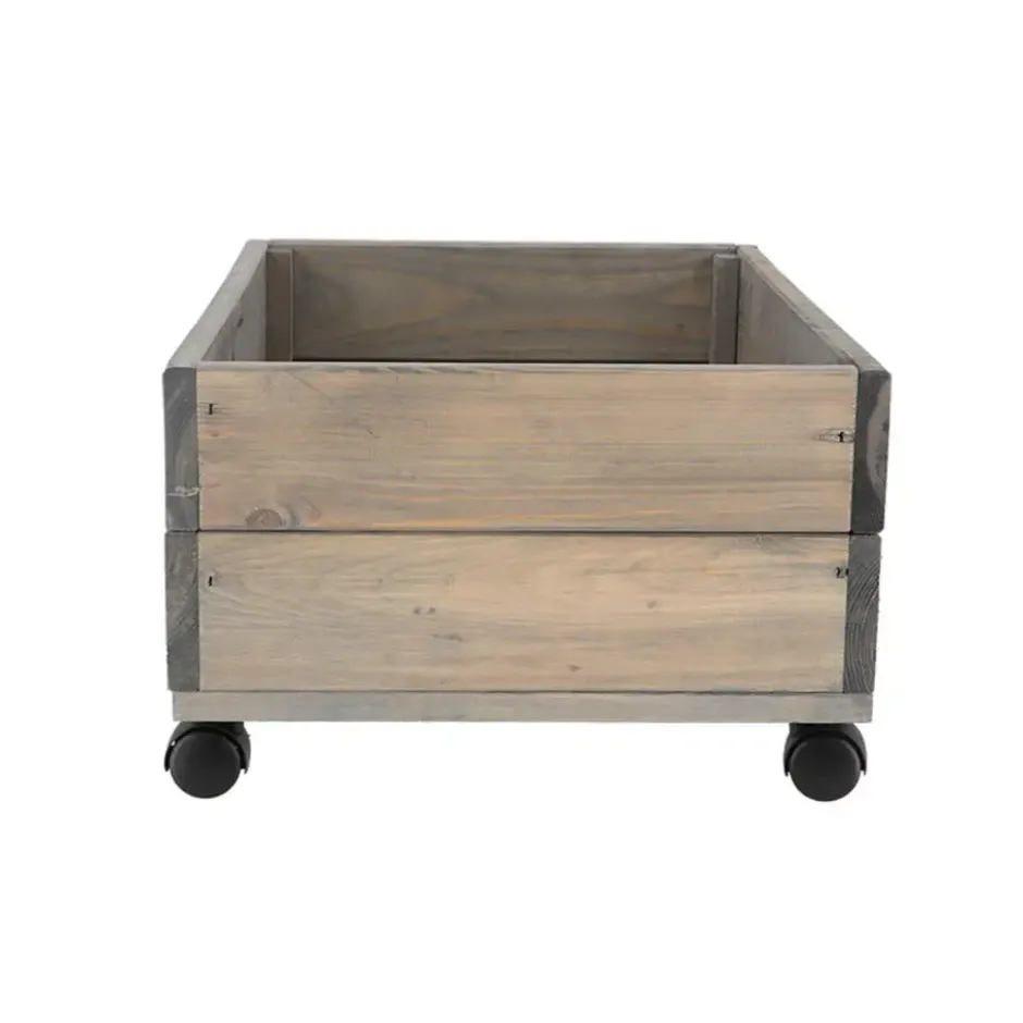 Esschert design plantenbak met zwenkwielen - hout - 59 x 39 x 25 cm