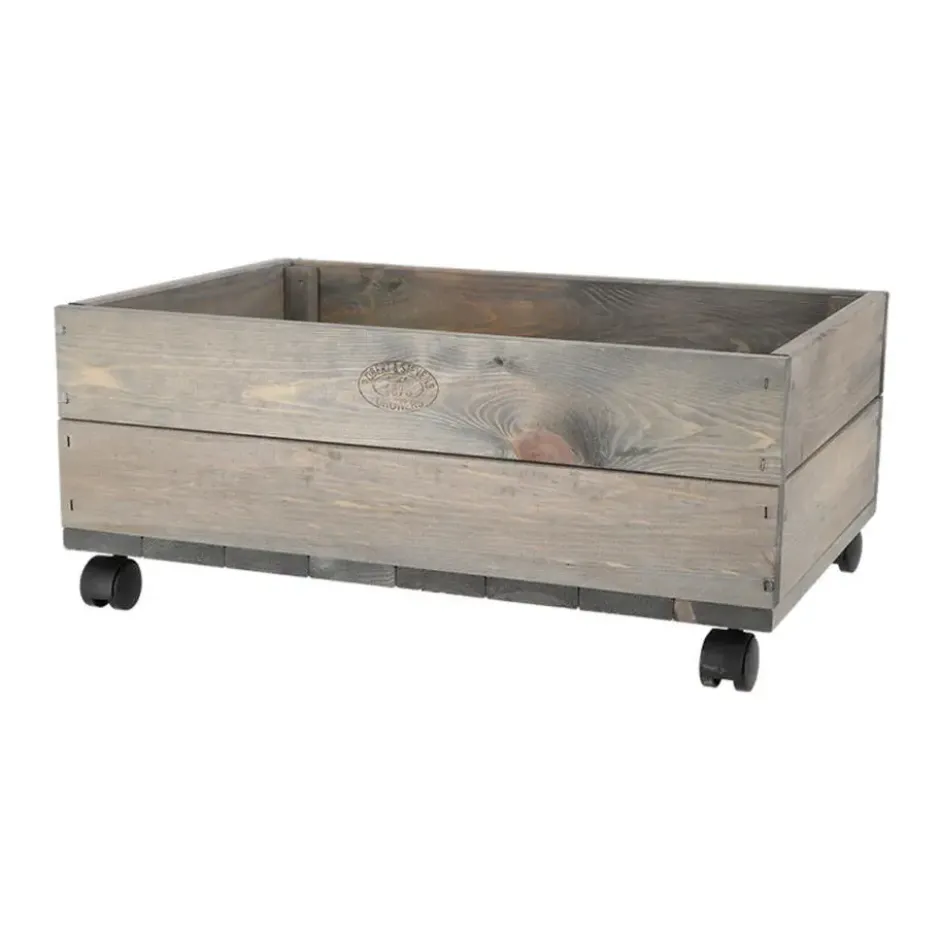 Esschert design plantenbak met zwenkwielen - hout - 59 x 39 x 25 cm