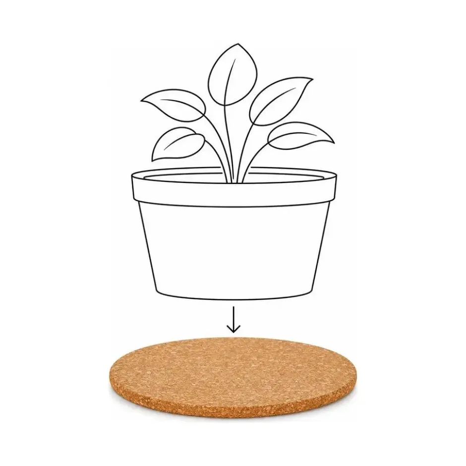 Esschert Design plantenpot onderzetter - kurk - D25 x 1 cm