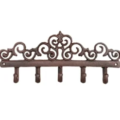Esschert Design Wandkapstok - gietijzer - bruin - 5 haken - 32 cm