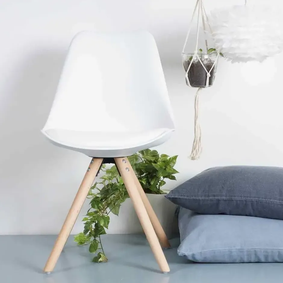 Essence Legno eetkamerstoel wit - houten onderstel