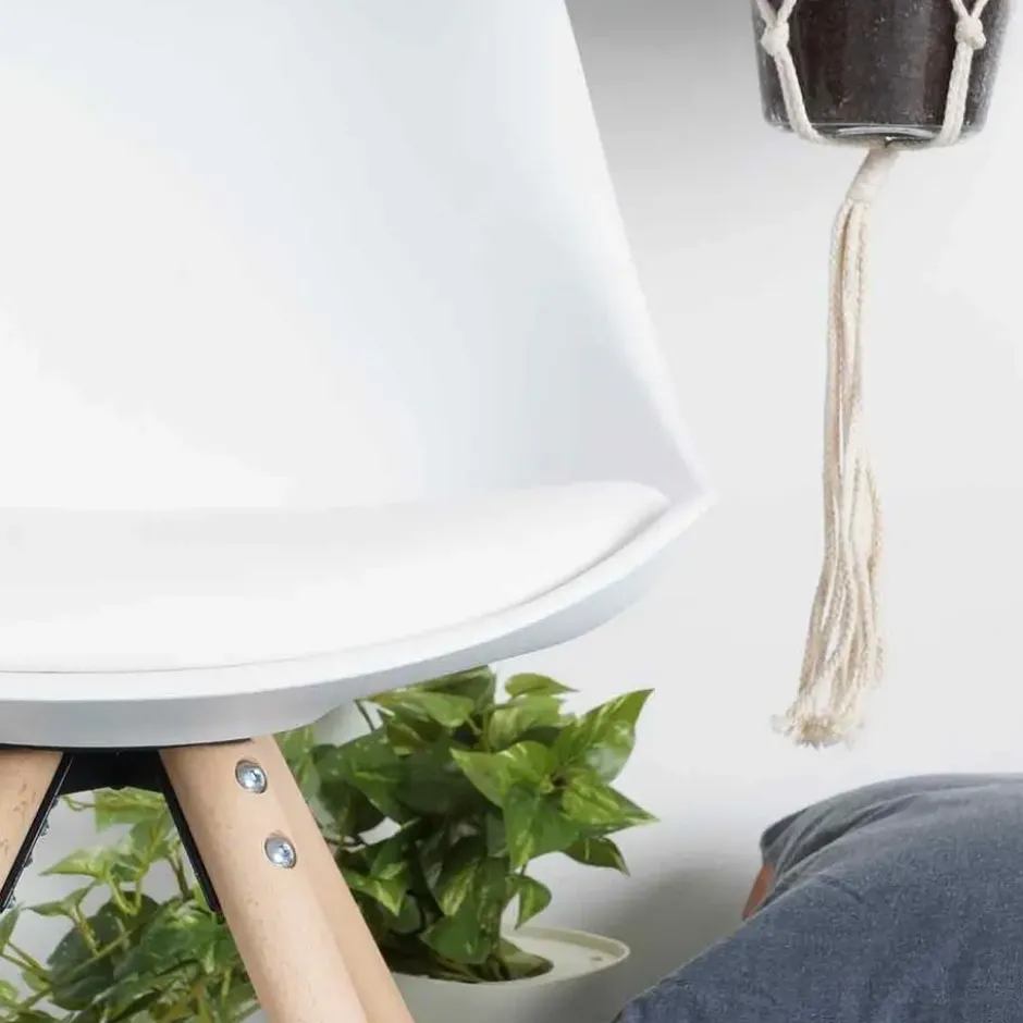 Essence Legno eetkamerstoel wit - houten onderstel