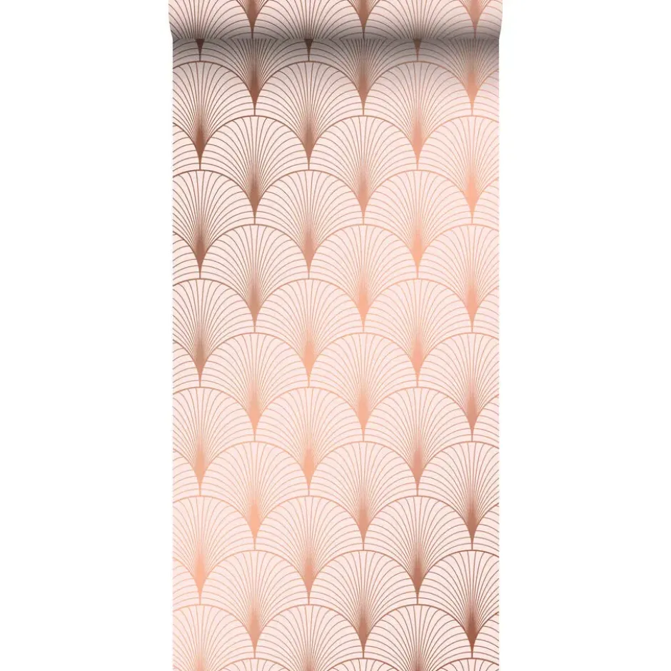 ESTAhome behang - art deco motief - roze en roségoud - 0.53 x 10,05 m