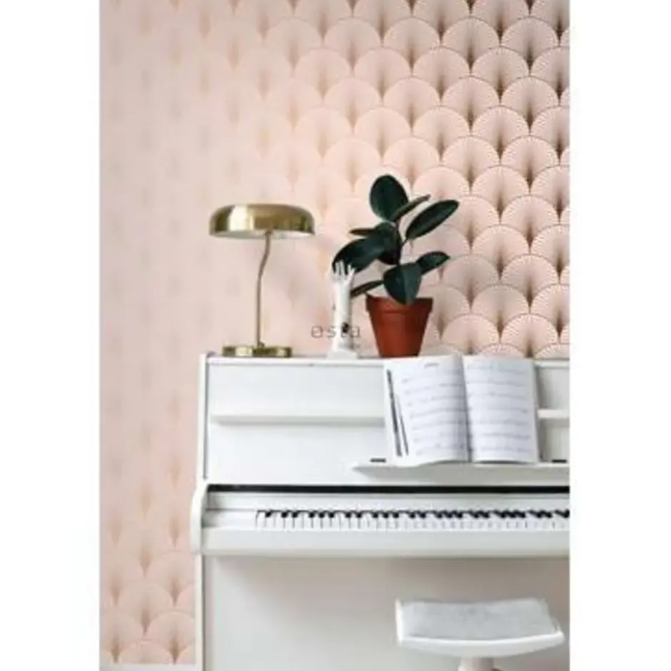 ESTAhome behang - art deco motief - roze en roségoud - 0.53 x 10,05 m