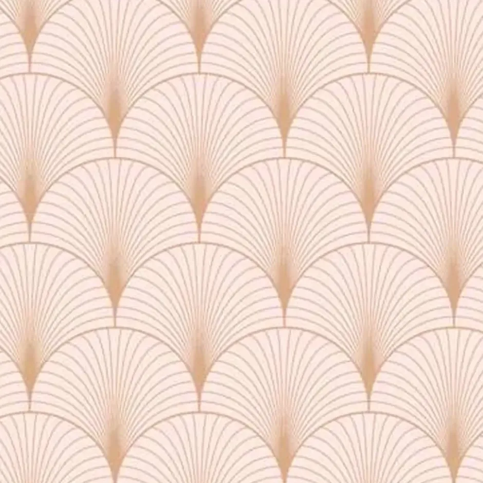 ESTAhome behang - art deco motief - roze en roségoud - 0.53 x 10,05 m