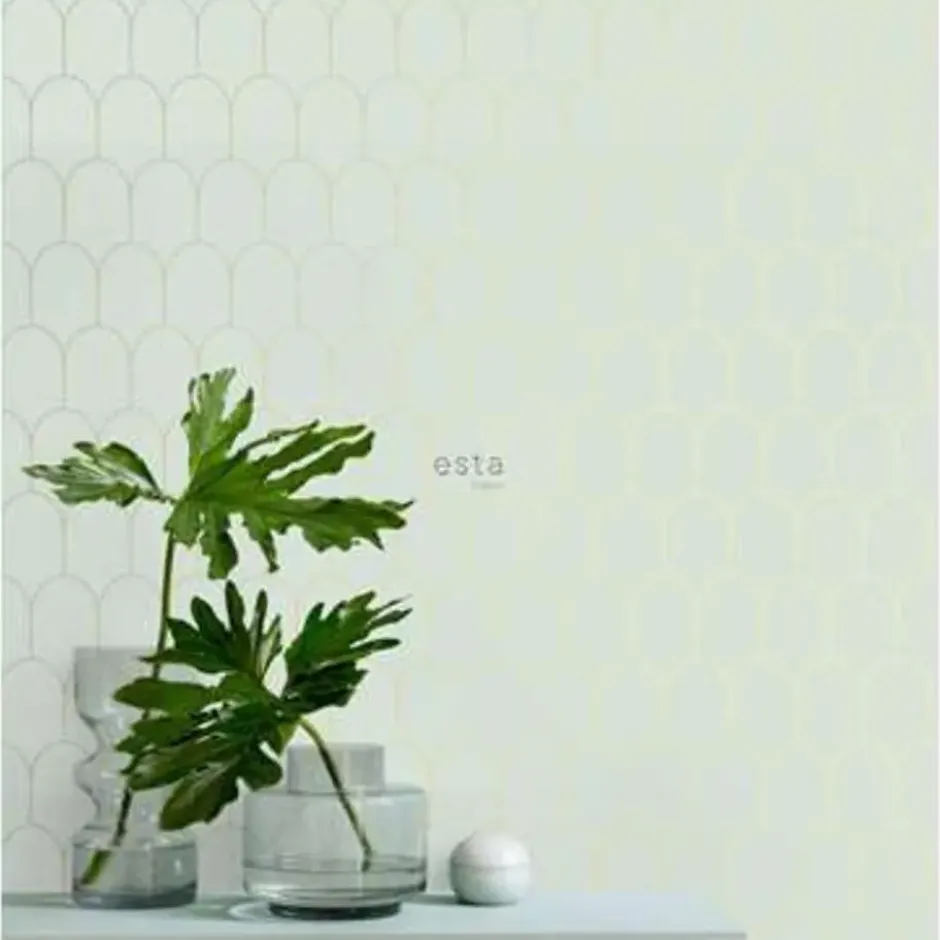 ESTAhome behang - art deco motief - mintgroen en goud - 0.53 x 10.05 m