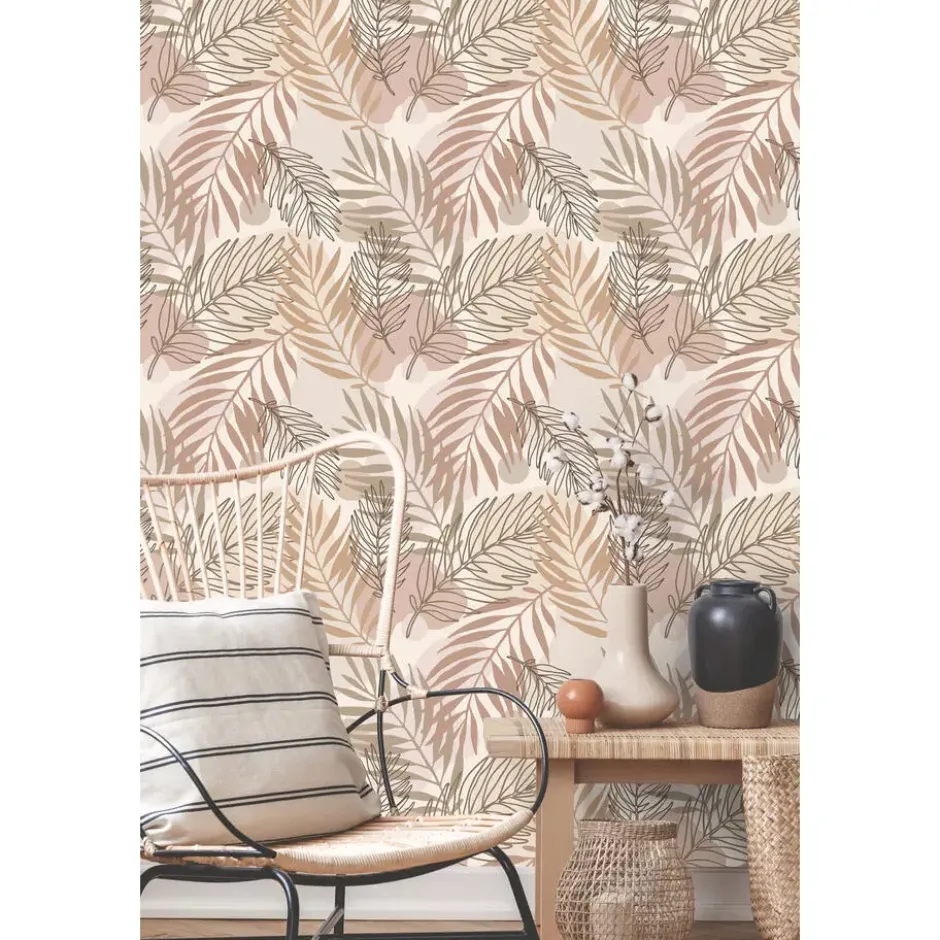 ESTAhome behang bladeren beige - 50 x 900 cm
