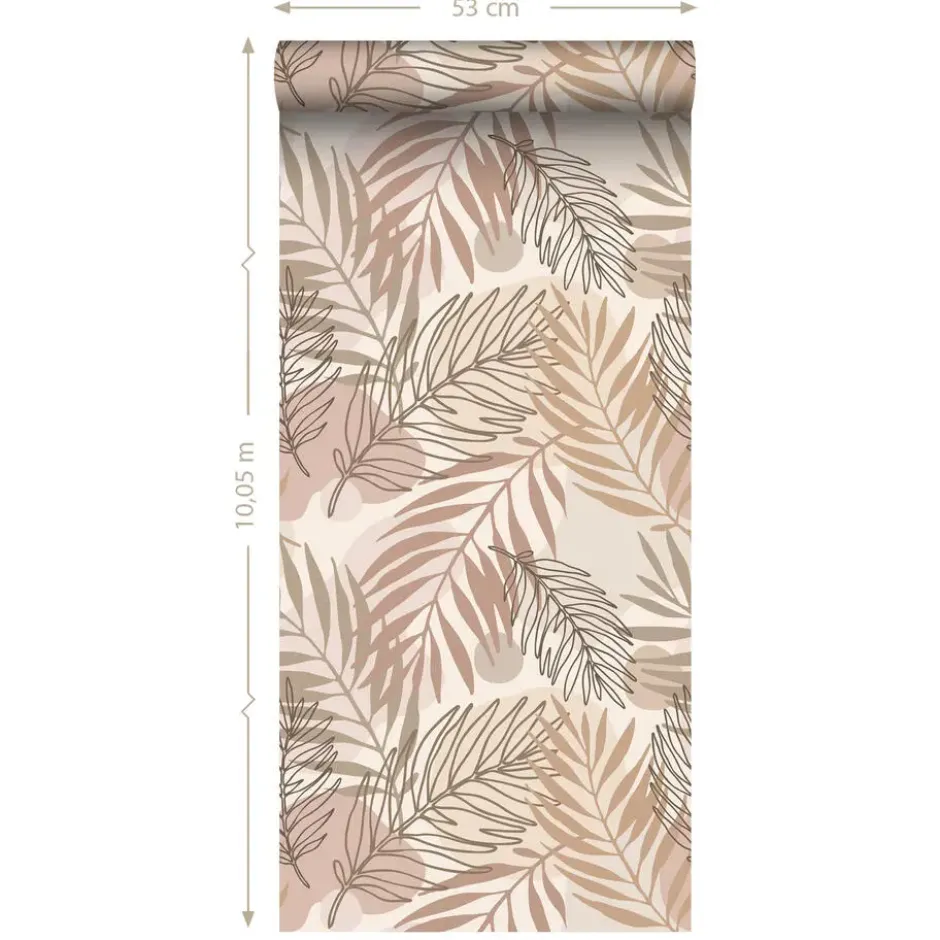 ESTAhome behang bladeren beige - 50 x 900 cm