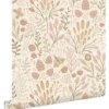 ESTAhome behang bladeren en bloemen beige en terracotta - 50 x 900 cm