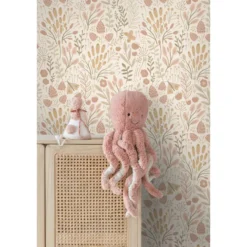 ESTAhome behang bladeren en bloemen beige en terracotta - 50 x 900 cm