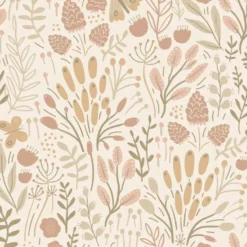 ESTAhome behang bladeren en bloemen beige en terracotta - 50 x 900 cm