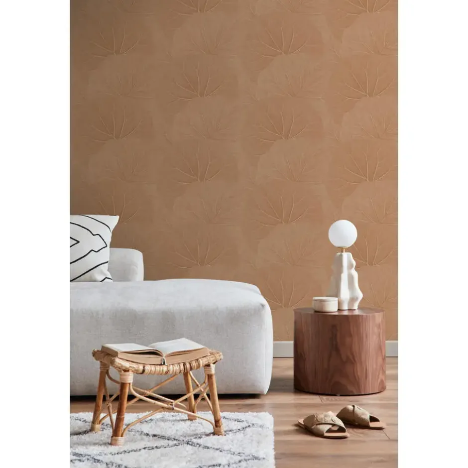 ESTAhome behang bladeren terracotta roze - 53 x 1005 cm