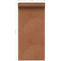 ESTAhome behang bladeren terracotta - 53 x 1005 cm