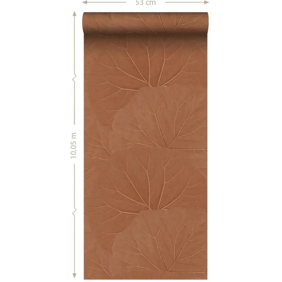 ESTAhome behang bladeren terracotta - 53 x 1005 cm