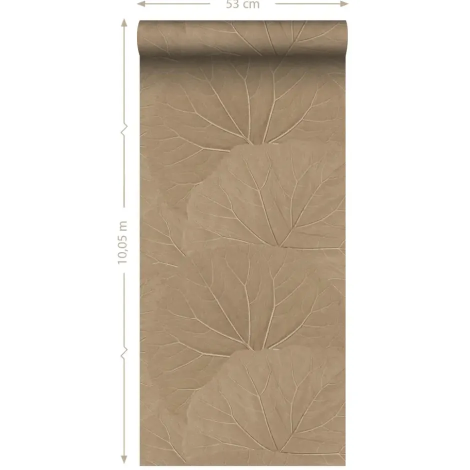 ESTAhome behang bladeren zand beige - 53 x 1005 cm