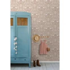 ESTAhome behang bloemen en vogels in art nouveau stijl nude kleur en wit