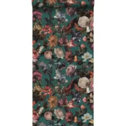 ESTAhome behang - bloemen - smaragd groen - 0.53 x 10.05 m