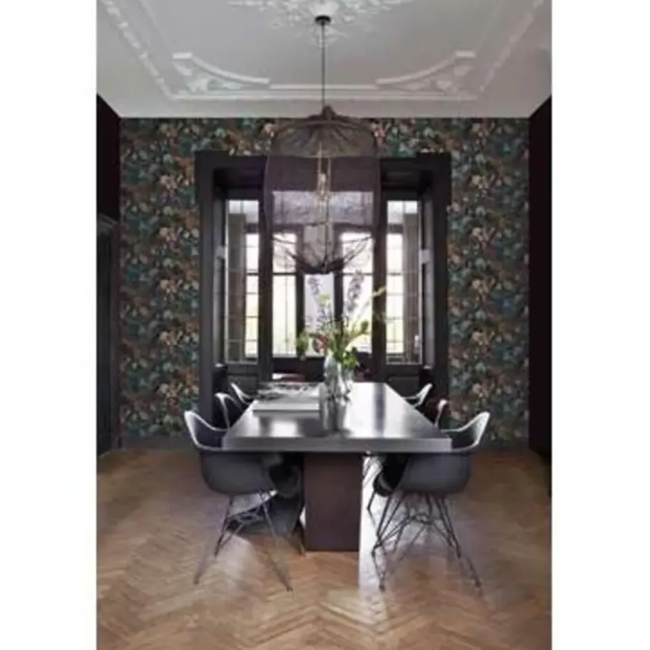 ESTAhome behang - bloemen - smaragd groen - 0.53 x 10.05 m
