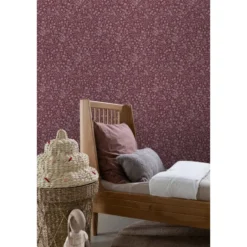 ESTAhome behang bloemetjes aubergine paars - 50 x 900 cm